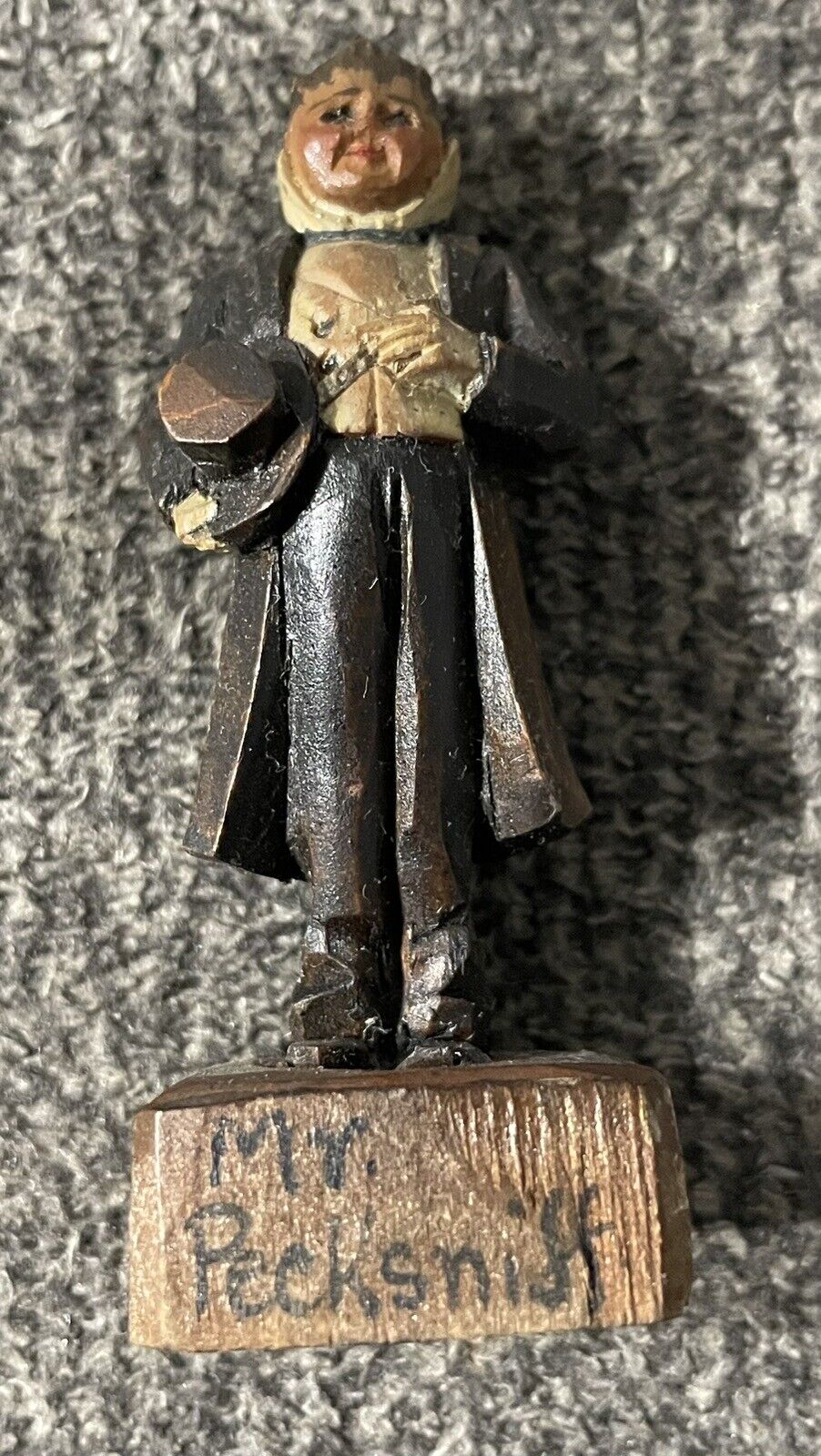 Charles Dickens ANRI Mr Pecksniff Vintage Hand Carved Wood Figurine Italy 1920\'s