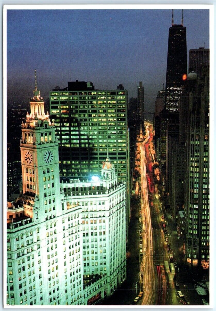 Postcard Chicago's Magnificent Mile Wrigley Building Illinois USA North America