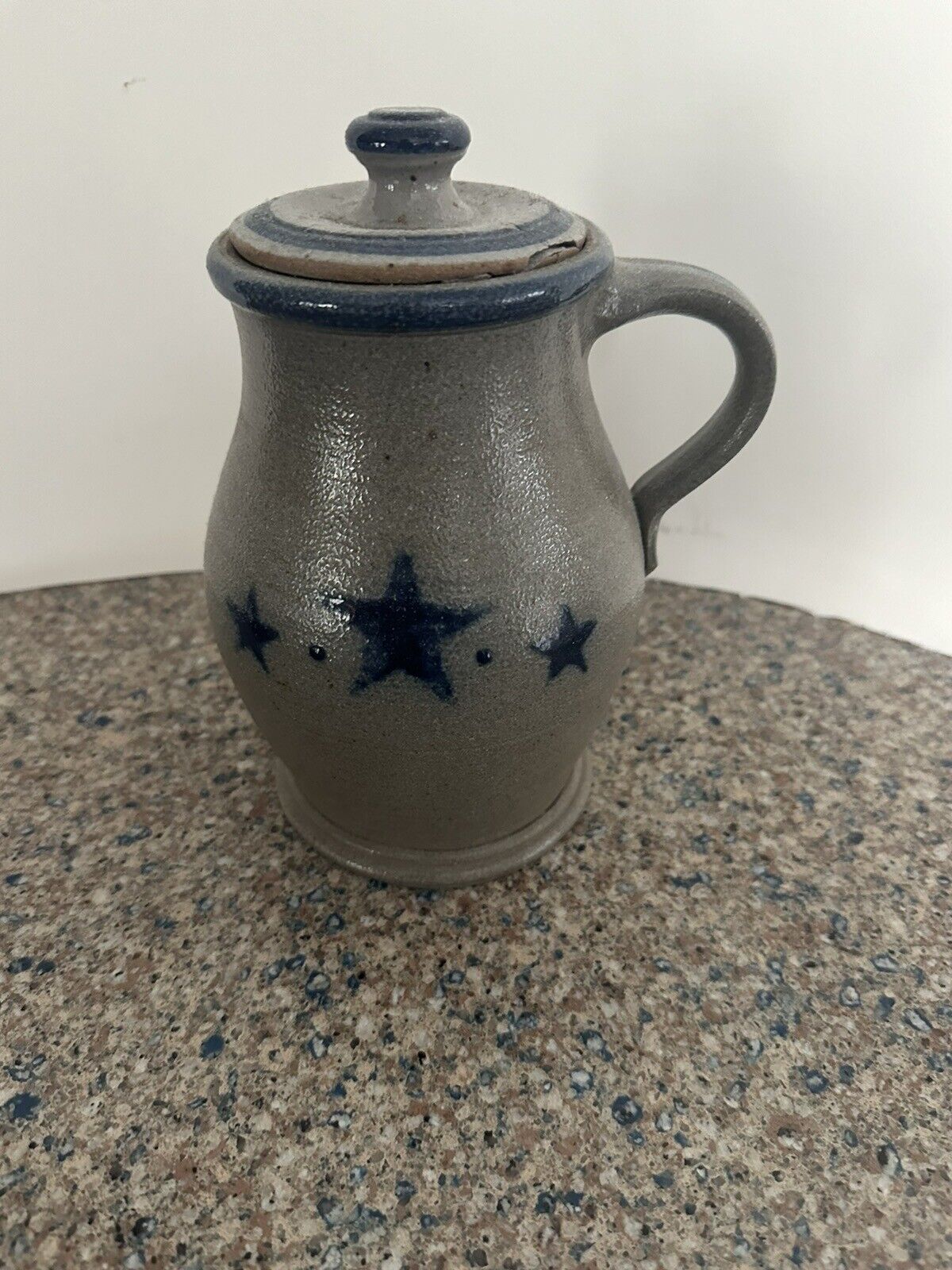 ROWE Pottery Works Blue Star Saltglaze Stoneware  Storage Jar w/Lid