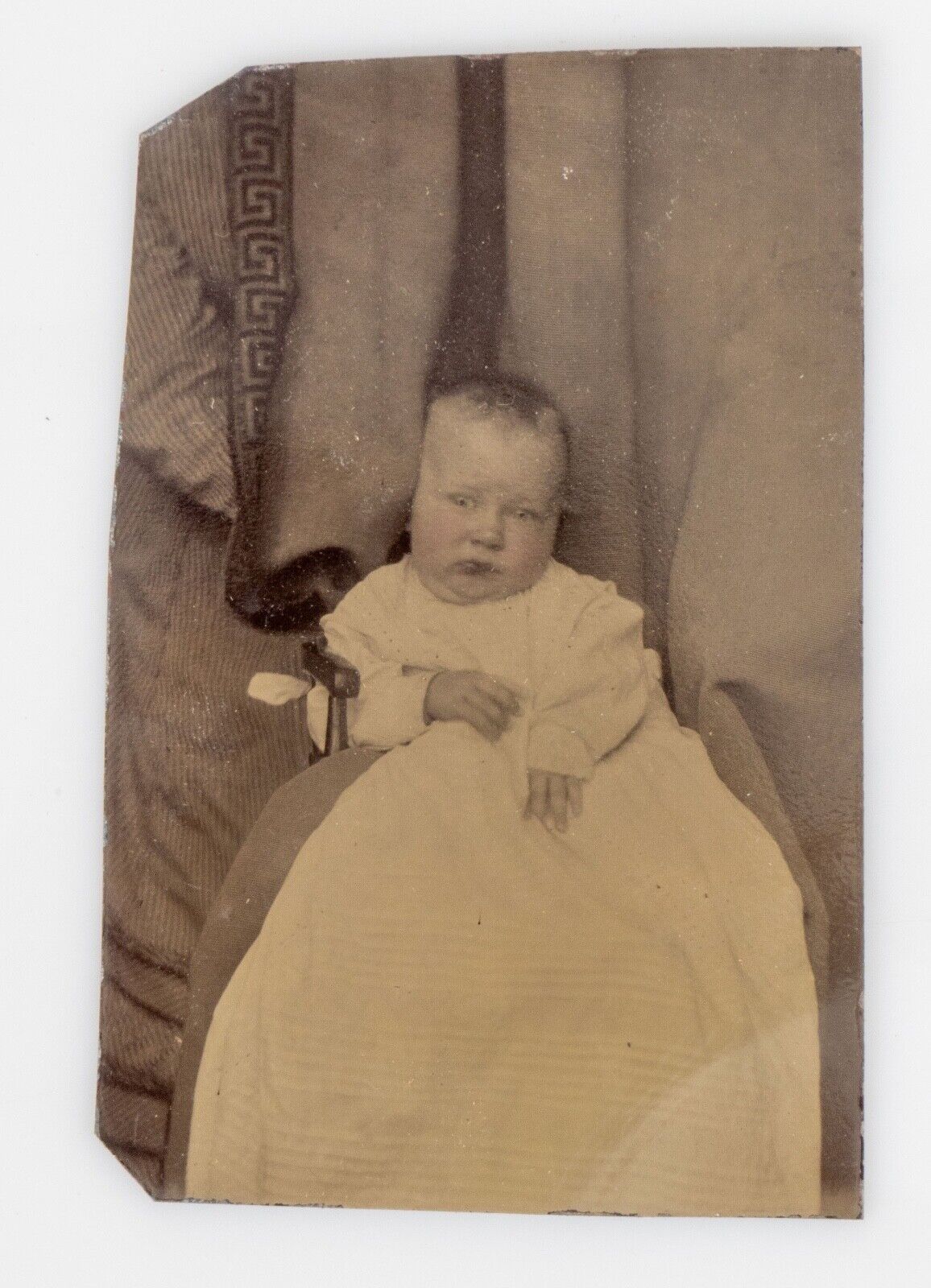 19thC Tintype Portrait of a Baby Hand Colored Likely Post Mortem