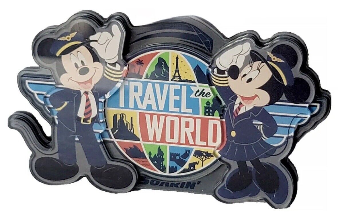 Disney Parks Mickey & Minnie Travel The World Soaring Acrylic 3D Magnet Ornament