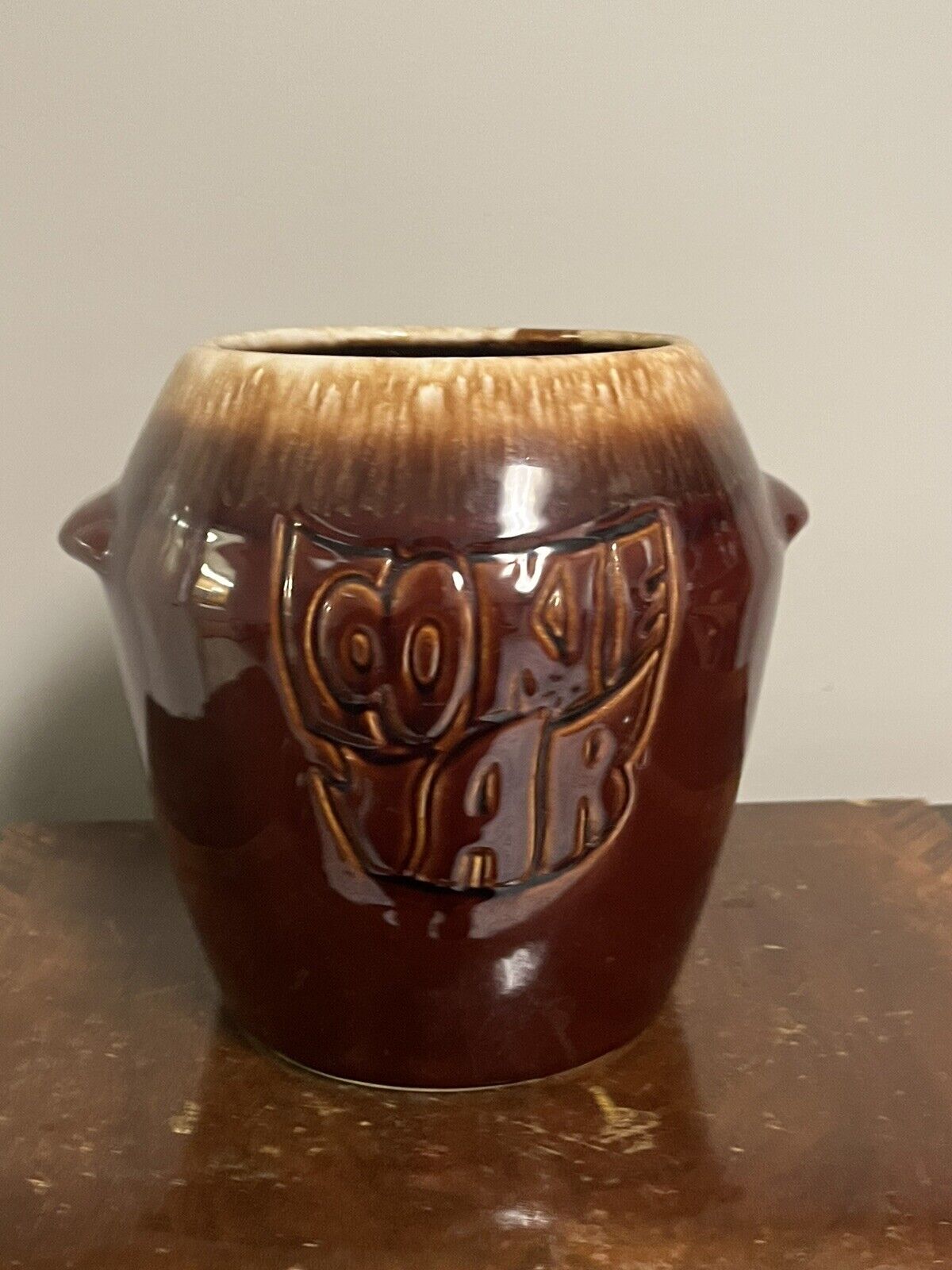 Vintage McCoy Pottery Brown Drip Glaze Cookie Jar #7024 Missing Lid