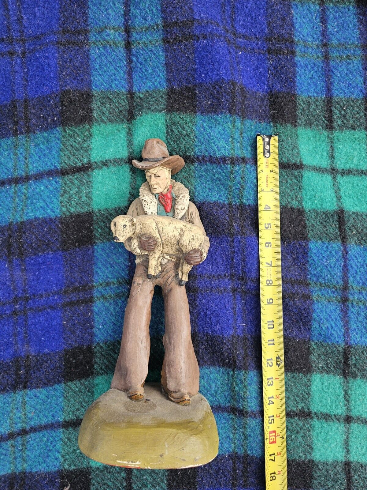 Vintage Western Cowboy Hand Painted Statue 15\