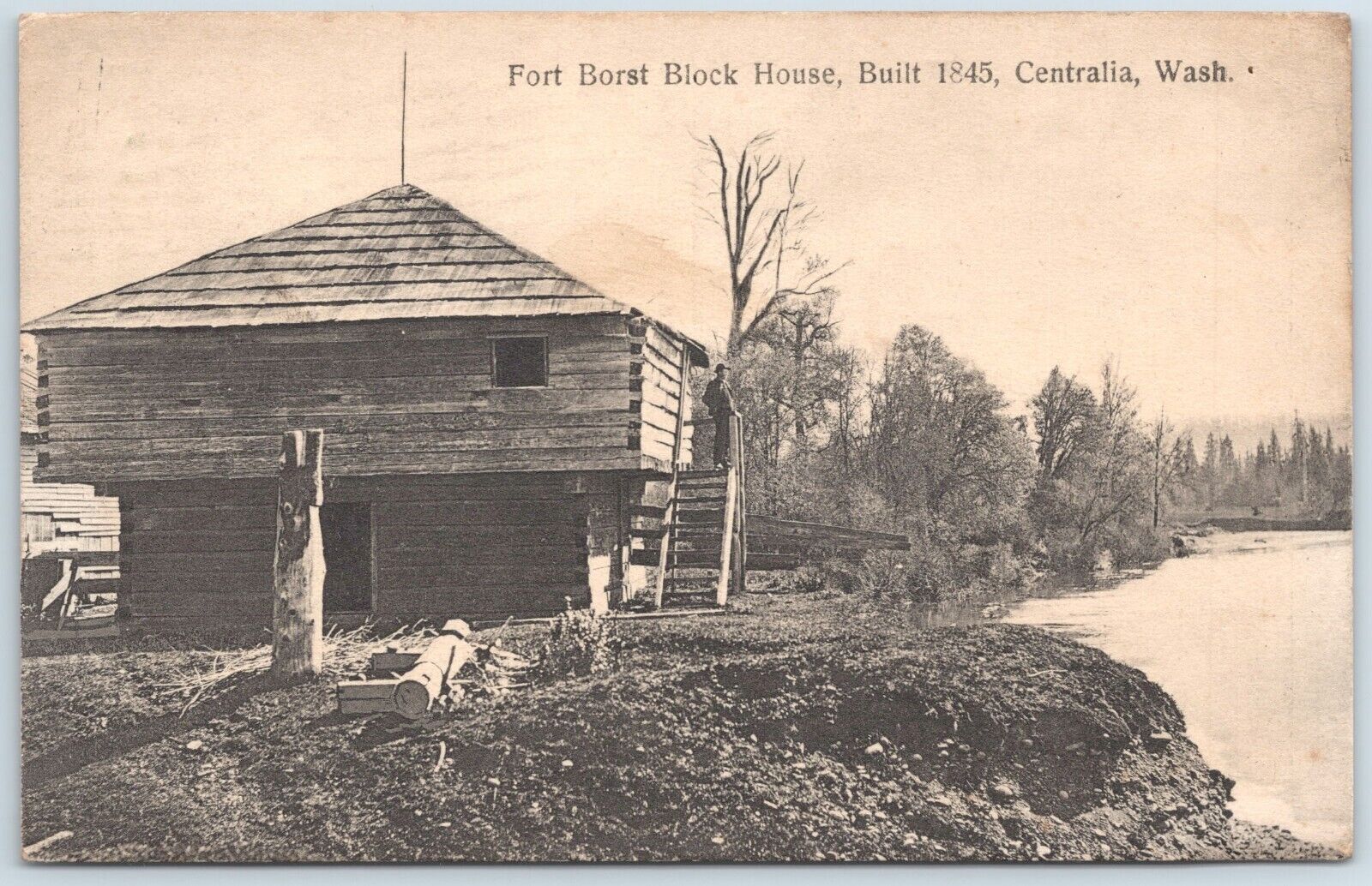 Centralia WA-Washington, Fort Borst Block House, Vintage Postcard