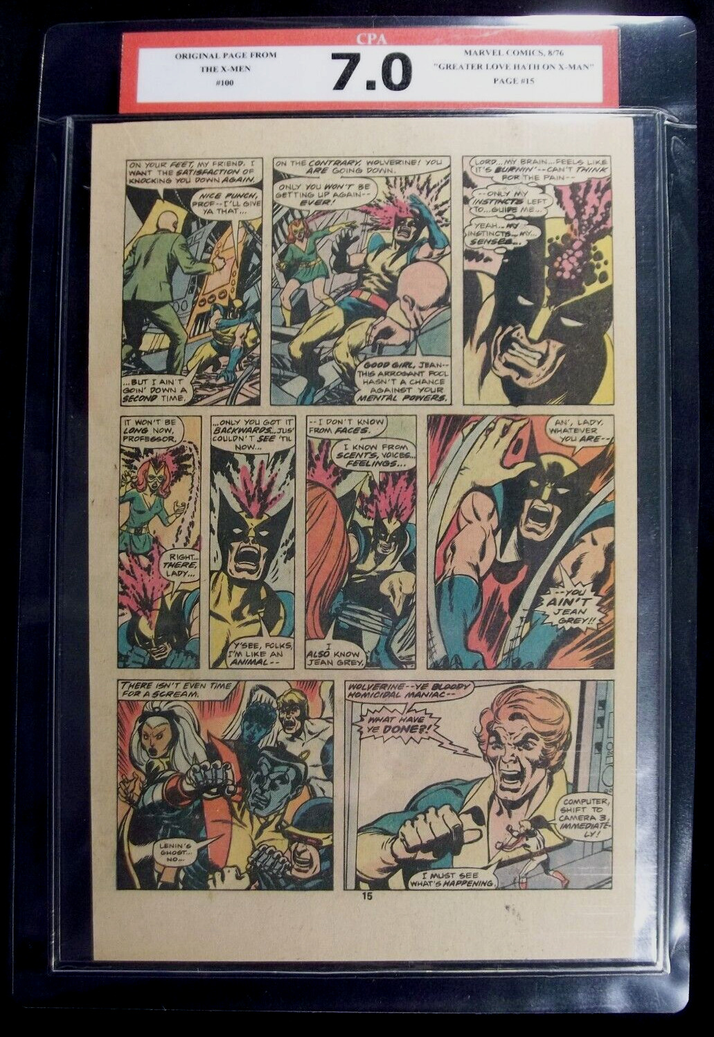 X-Men #100 CPA 7.0 Single page #15/16 Early Wolverine app.