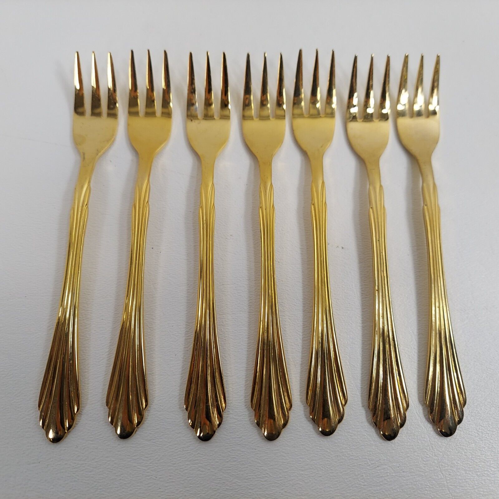 EXCEL EXF25 Gold Electroplate Stainless Set/7 CANAPE FORK 5-5/8\