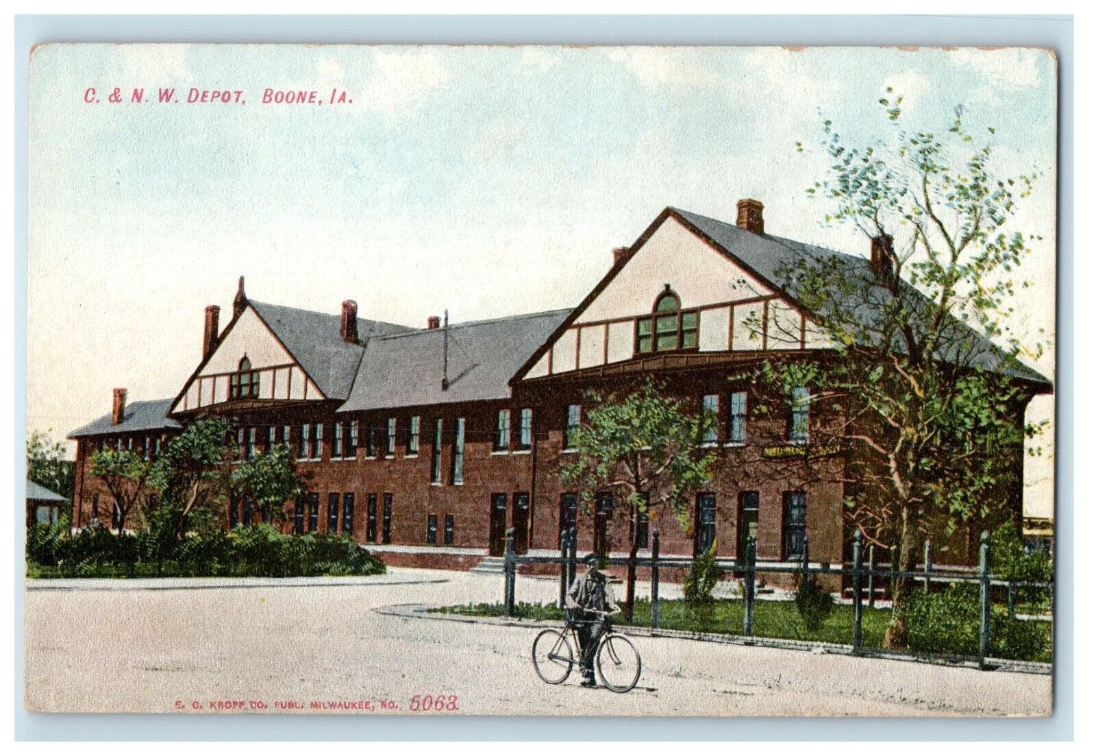 c1910\'s C. & N. W. Depot Station Bicycle Boone Iowa IA Unposted Antique Postcard