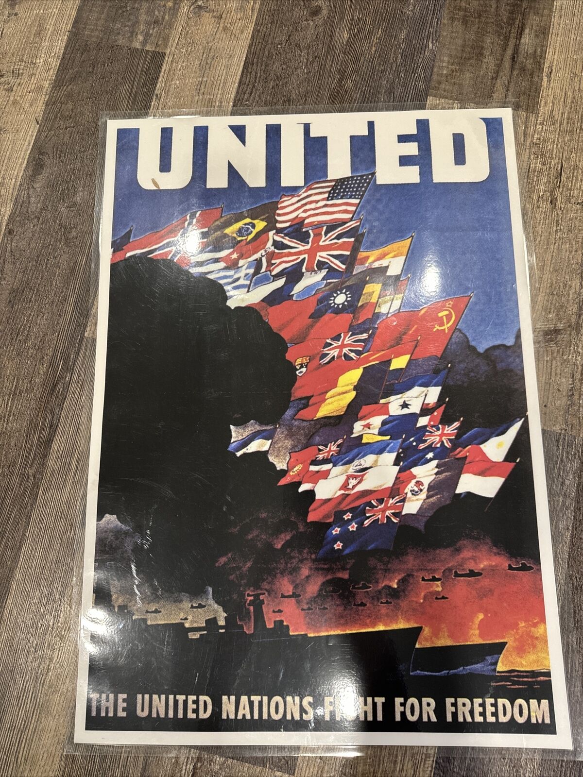 WW2 PROPAGANDA & INFORMATION POSTER - THE UNITED NATIONS FIGHT FOR FREEDOM 30x21