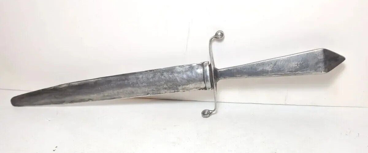 Hand Made Dagger With Nickel Silver Handle And Sheath 20th.century 