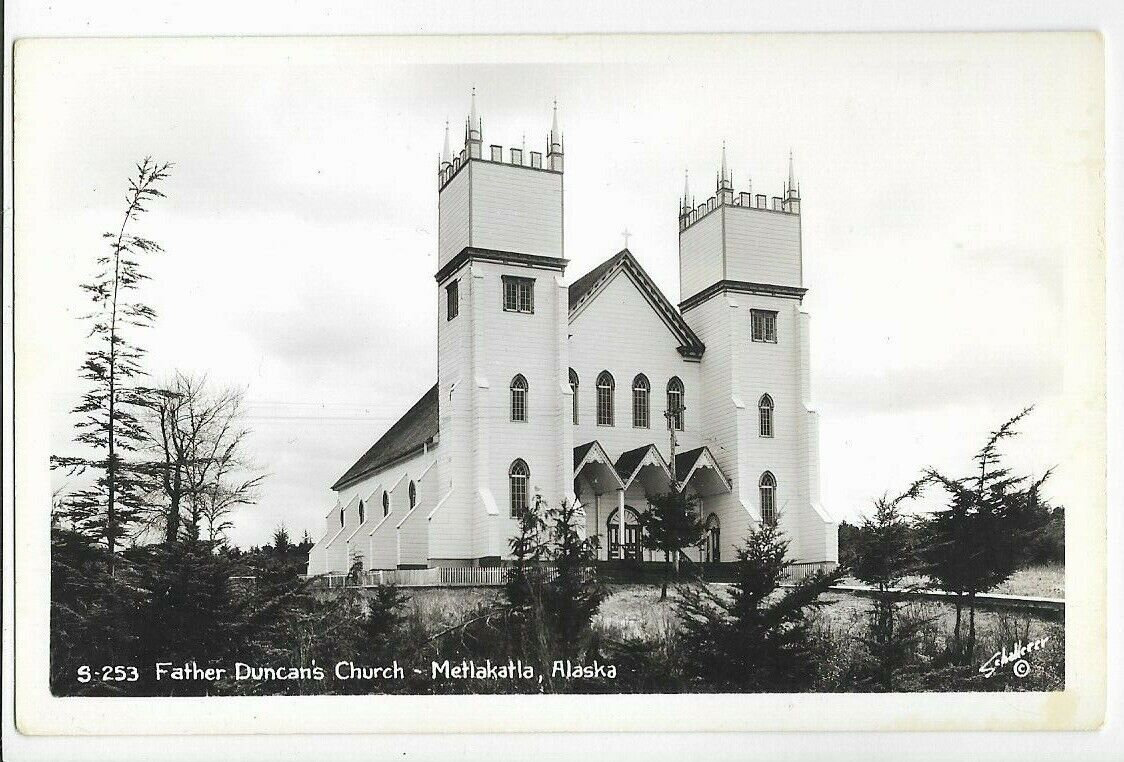 RPPC,FATHER DUNCAN\'S CHURCH~METLAKATLA,AK,ALASKA 1951