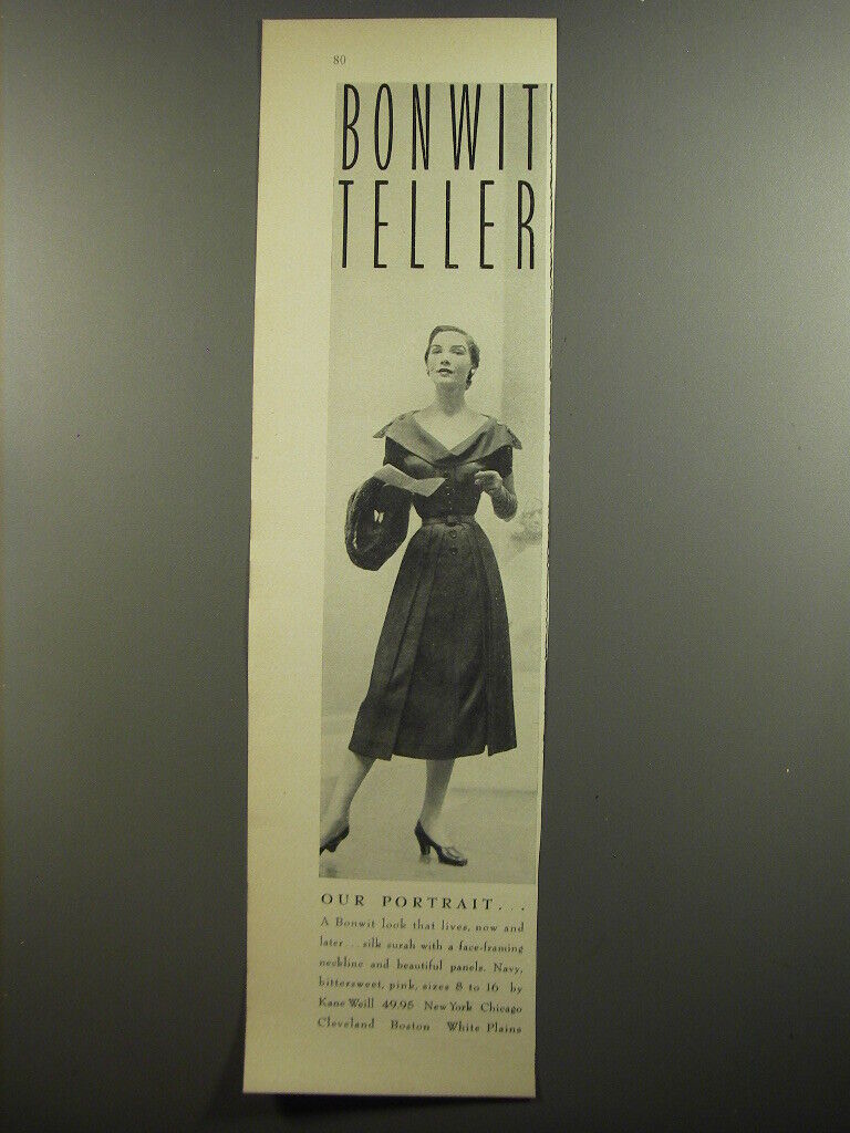 1952 Bonwit Teller Dress by Kane Weill Advertisement - Our portrait