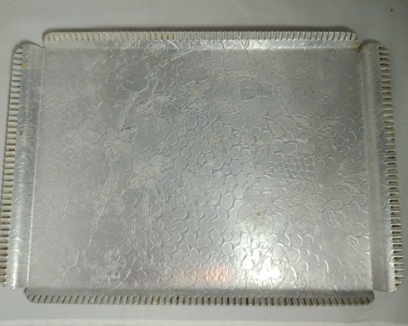 MCM Designed Aluminum Hammered Engraved Fruit Tray Rectangle