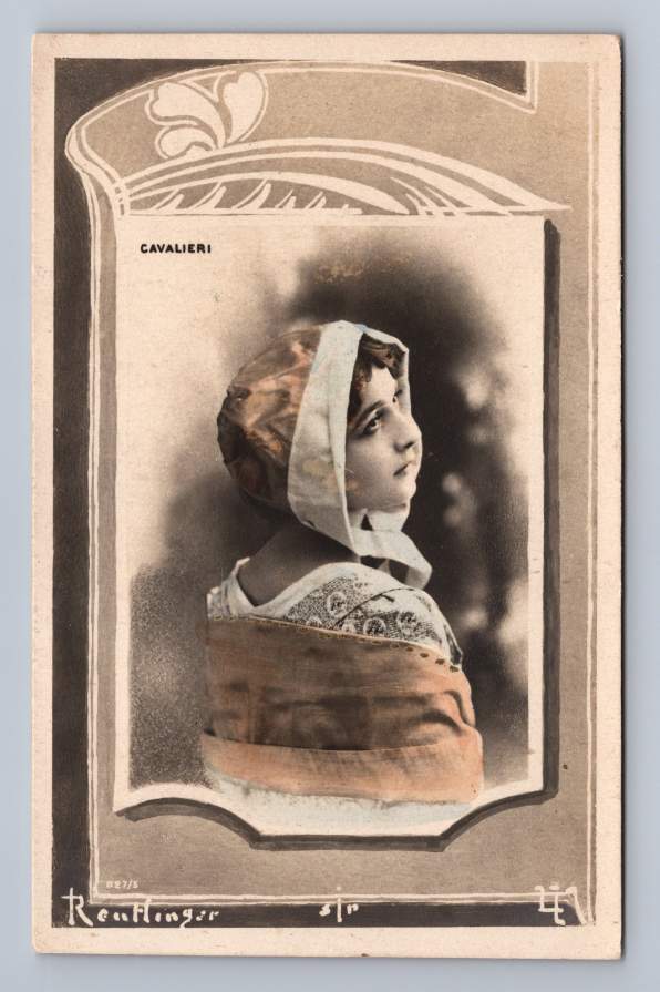 Lina Cavalieri ~ Antique Opera Singer RPPC Hand Colored French Photo Postcard