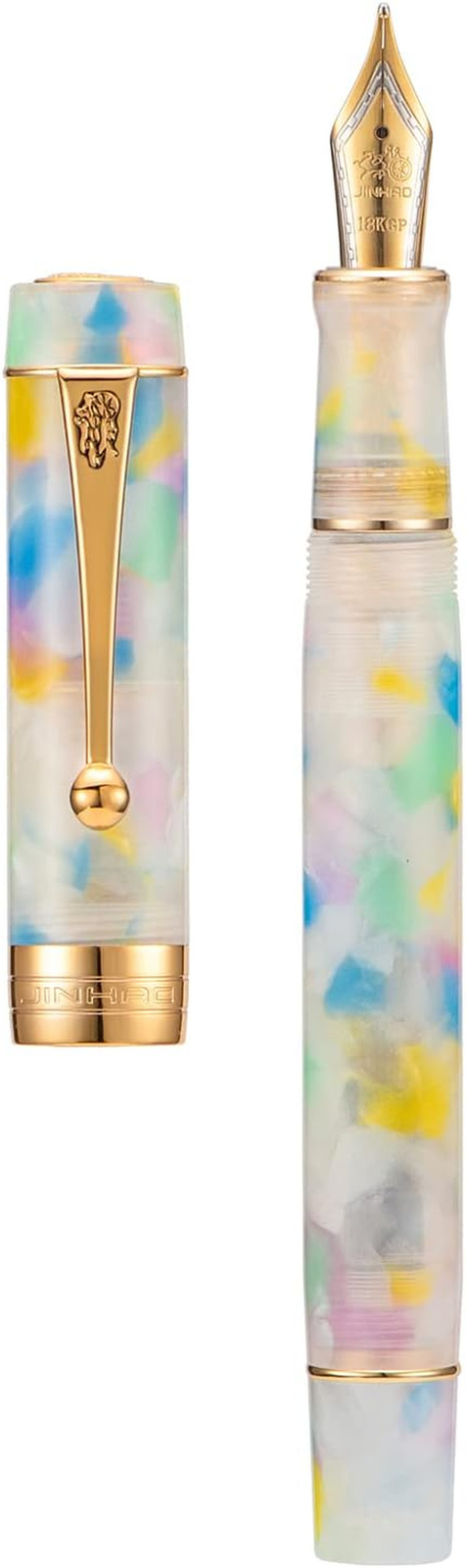 100 Classic Fountain Pen Rainbow Celluloid, Fine Nib with Converter and Pen Case