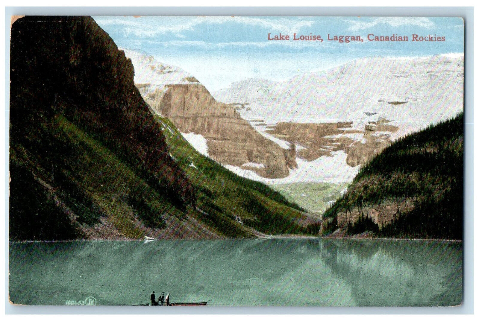 c1910 Boating at Lake Louise Laggan Canadian Rockies Antique Unposted Postcard