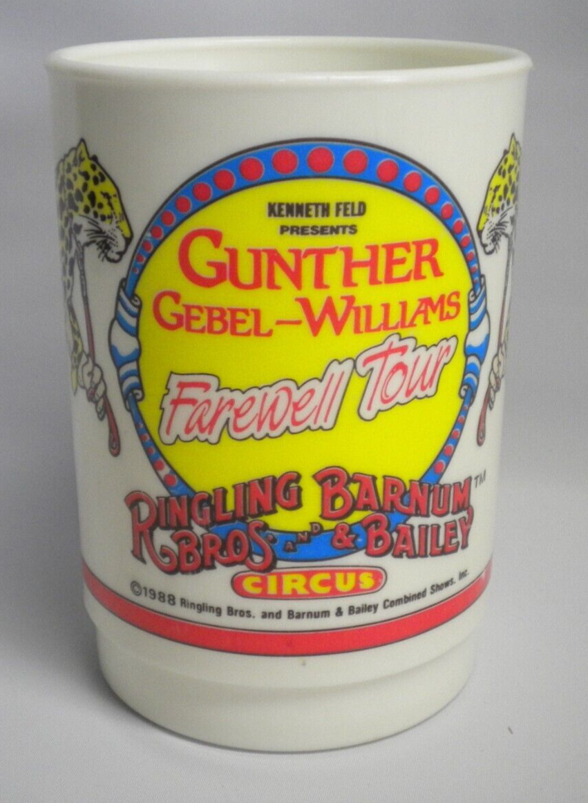Vintage 1988 Ringling Barnum Circus Gunther Gebel Williams Farewell Tour Cup 80s
