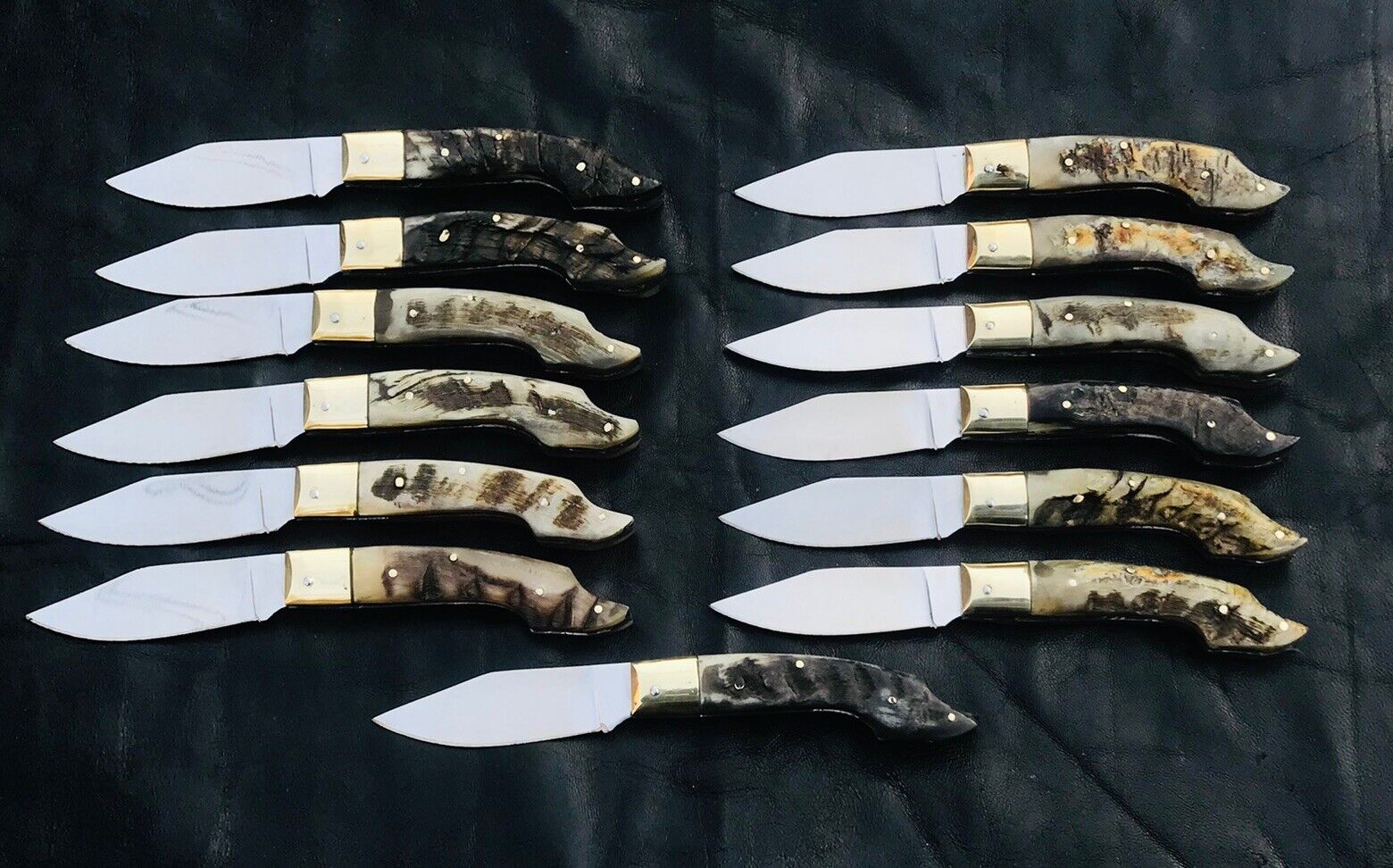 Lot Of 13 | BS-1985 | HandMade Stainless Steel Folding Ram Horn italian KNIFE
