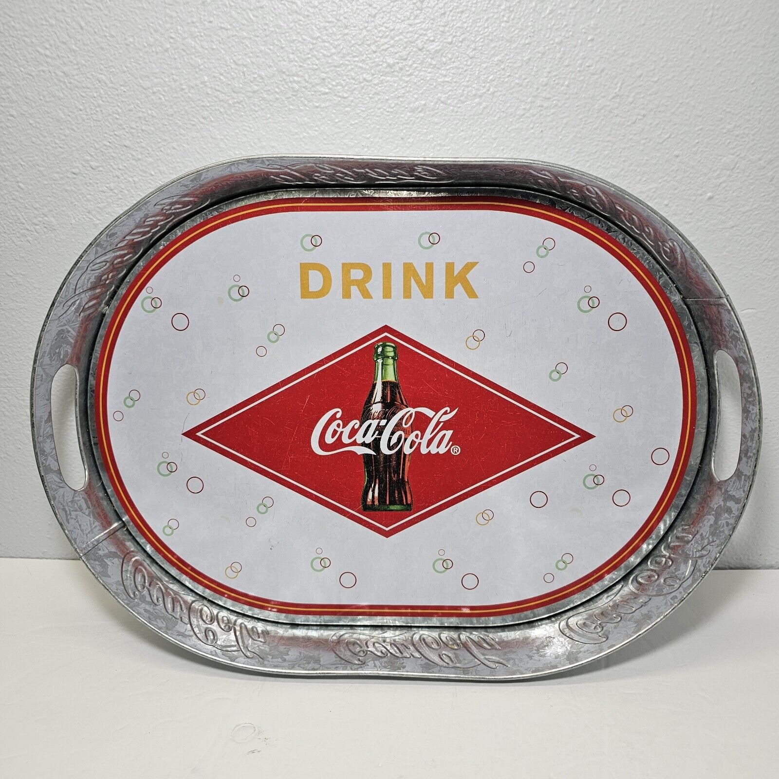 Vintage Coca-Cola Galvanized Tray with Handles Drink Cola