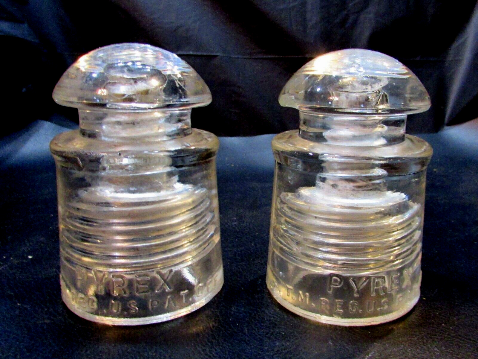 Two Antique Vintage Pyrex Clear Glass Electric Telephone Telegraph Insulators