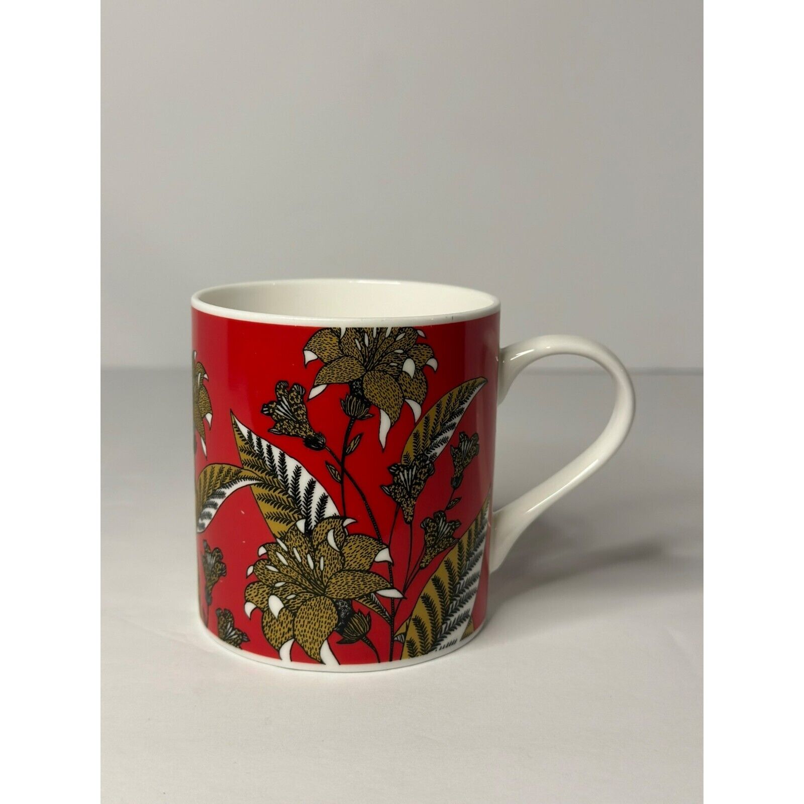 Queens By Churchill Colour Canvas Vermilion Pekalongan Coffee Floral Red Mug