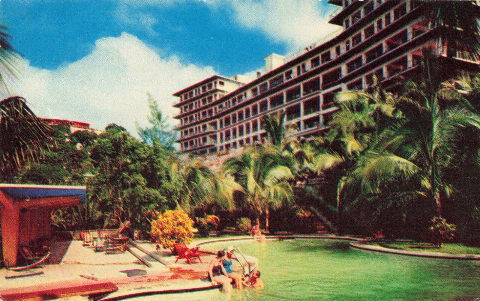 Acapulco Guerrero Mexico, Hotel Majestic Pool, Vintage Postcard