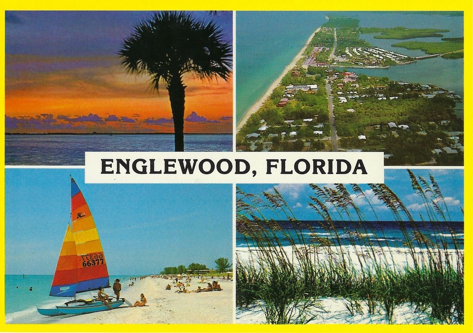 Greetings from Englewood FL, 4 Multi View Postcard