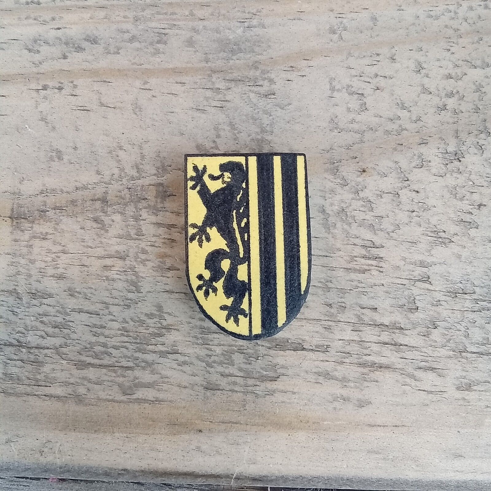 Germany City of Dresden Coat of Arms Heraldic Lion Motif Pin Badge Plastic