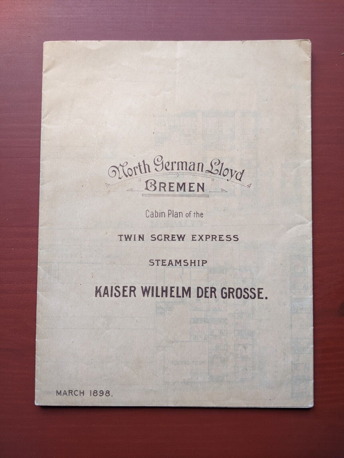 North German Lloyd Deck Plan - SS KAISER WILHELM DER GROSSE - March, 1898
