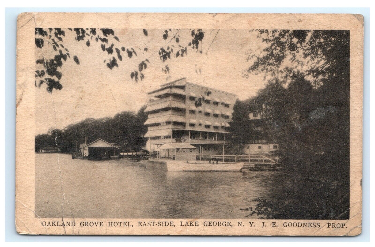 Oakland Grove Hotel East Side Lake George NY Adirondacks Postcard Goodness F14