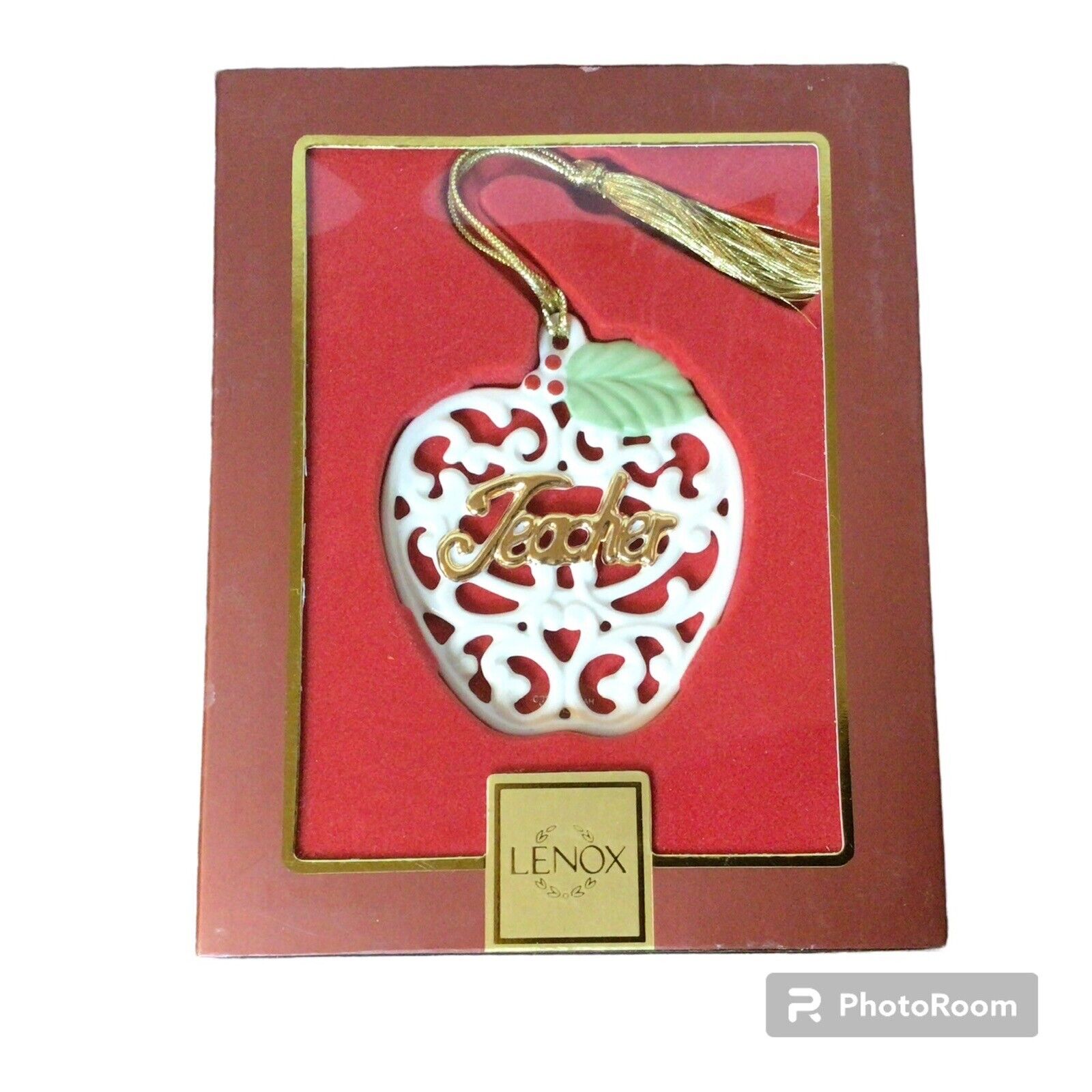 Lenox For My Teacher Porcelain Apple Christmas Tree Ornament Teacher Gift