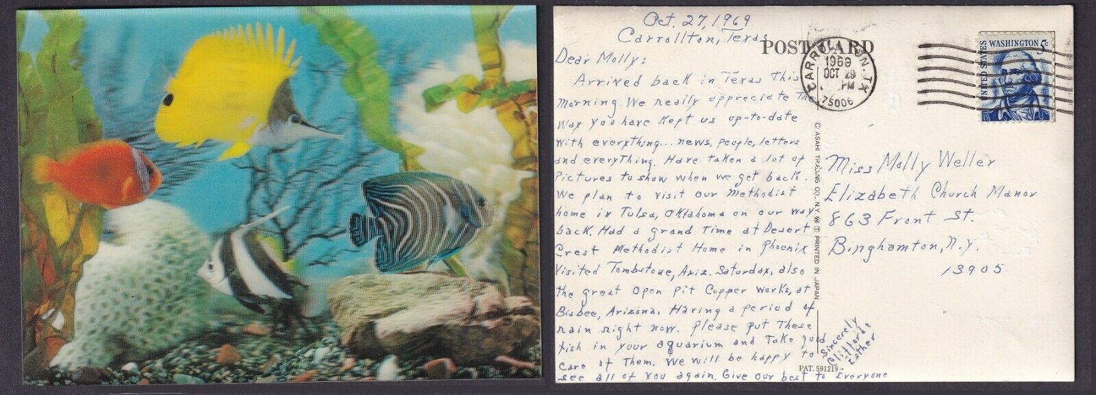 3D Aquarium Fish Vintage Used Postcard 5 3/4\