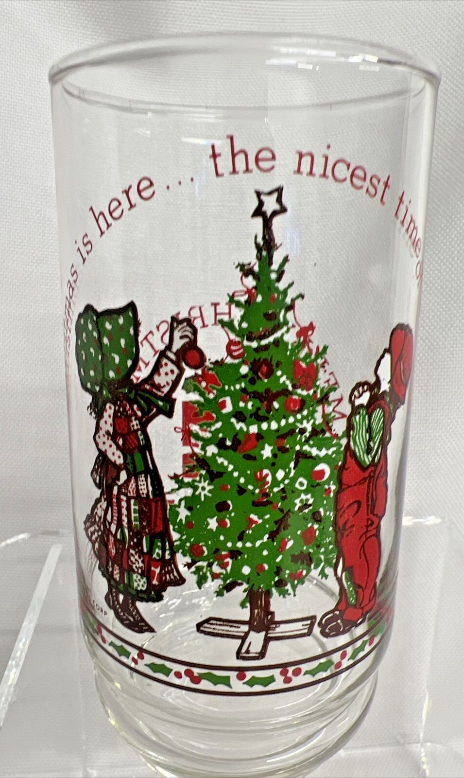 Coca Cola Holly Hobbie  Glass Christmas Is Here 1977  Number 3 Christmas Tree