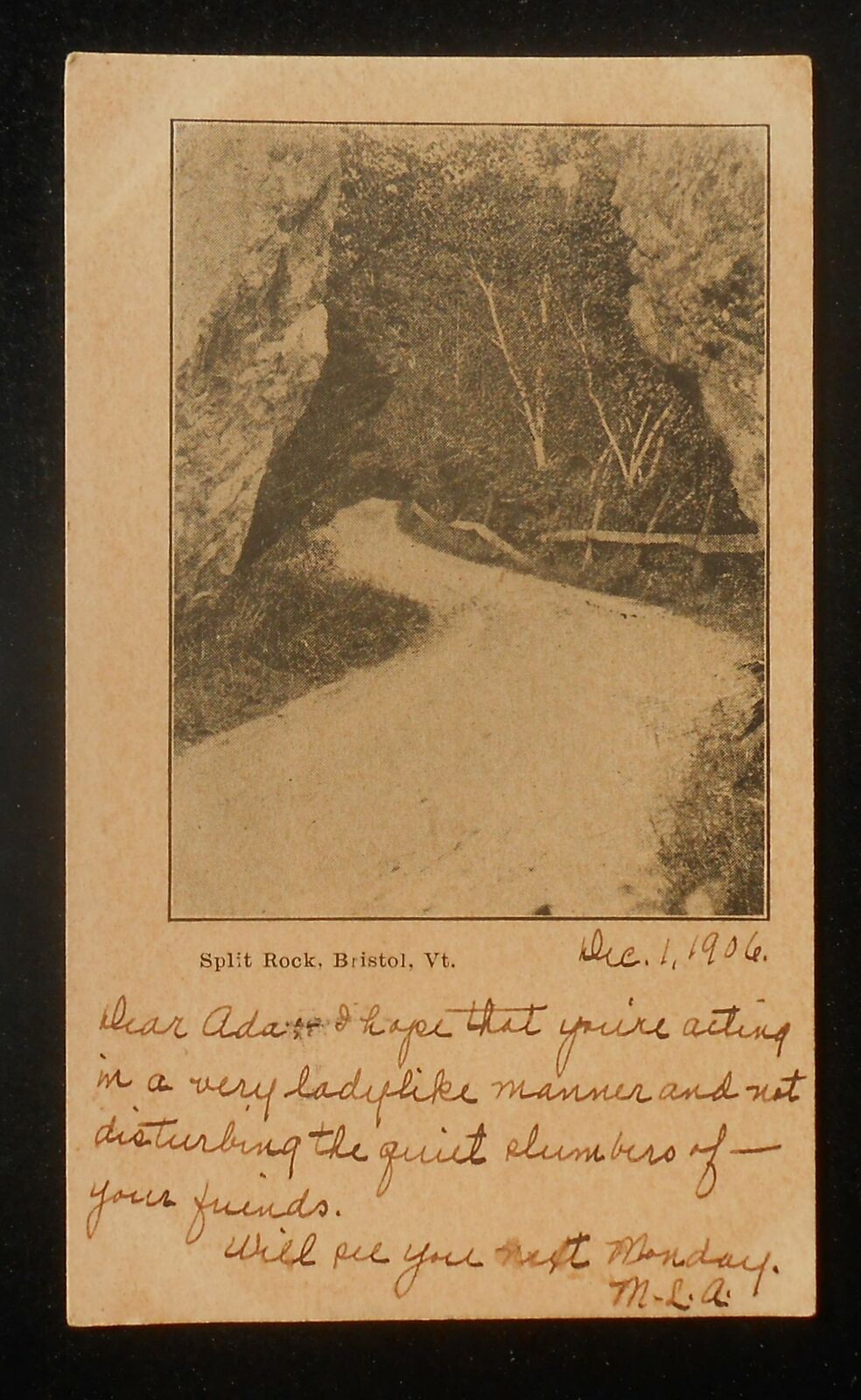 1906 Split Rock Bristol VT Addison Co Postcard Vermont