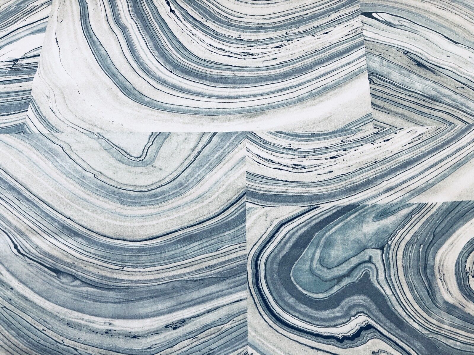 Kravet Blue Marbled Tile Cotton Print Upholstery Fabric- Marblework Lake 4.20 yd