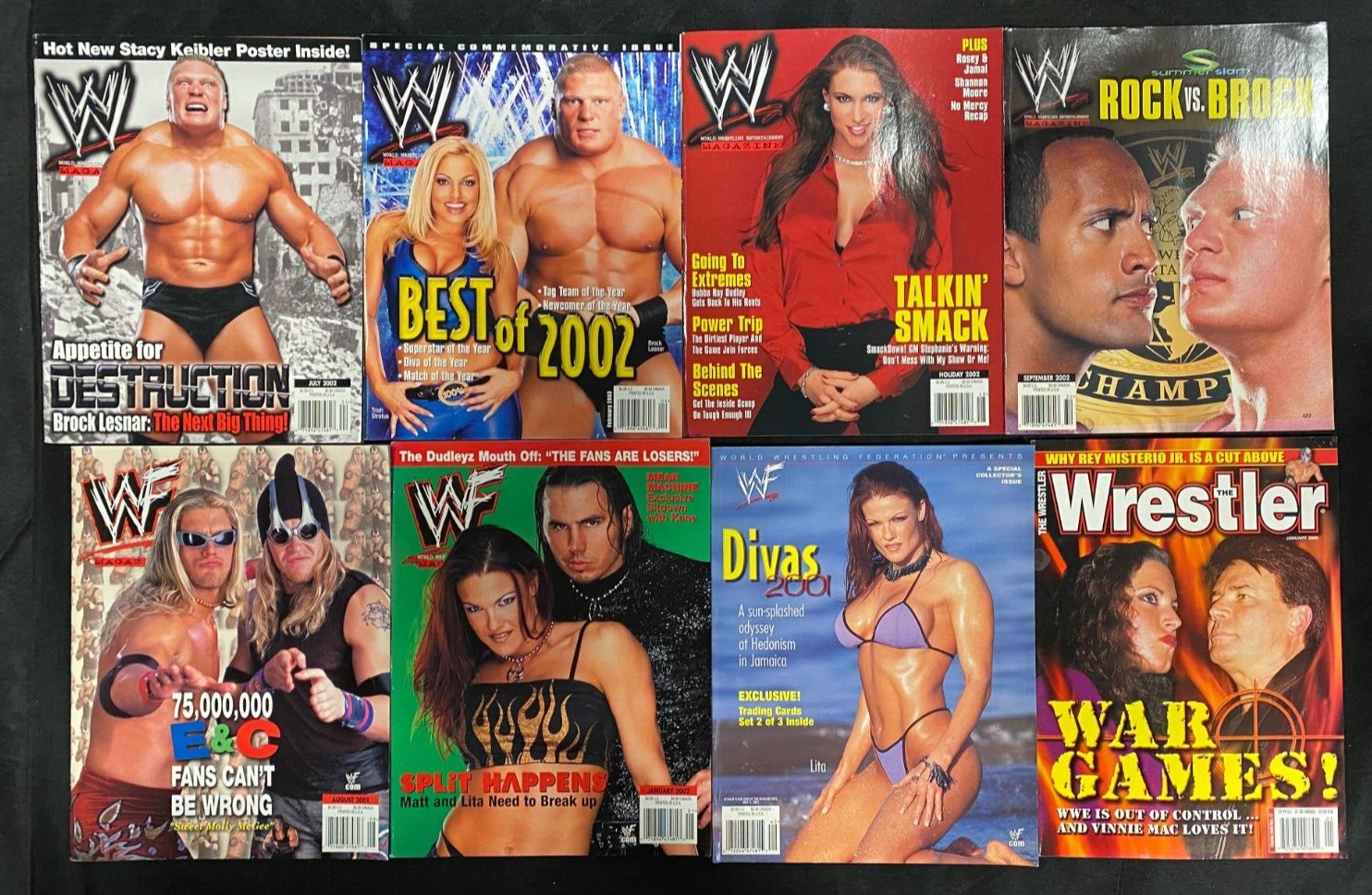 2001-03 World Wrestling Federation WWF Magazine lot (8) Magazines (NH) 71823