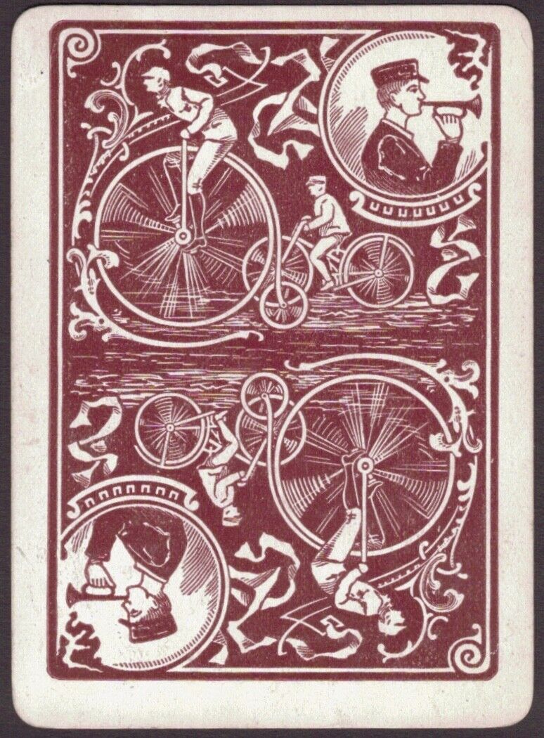 Playing Cards Single Card Old 1890 Antique Wide BICYCLE RACE Penny Farthing Bike