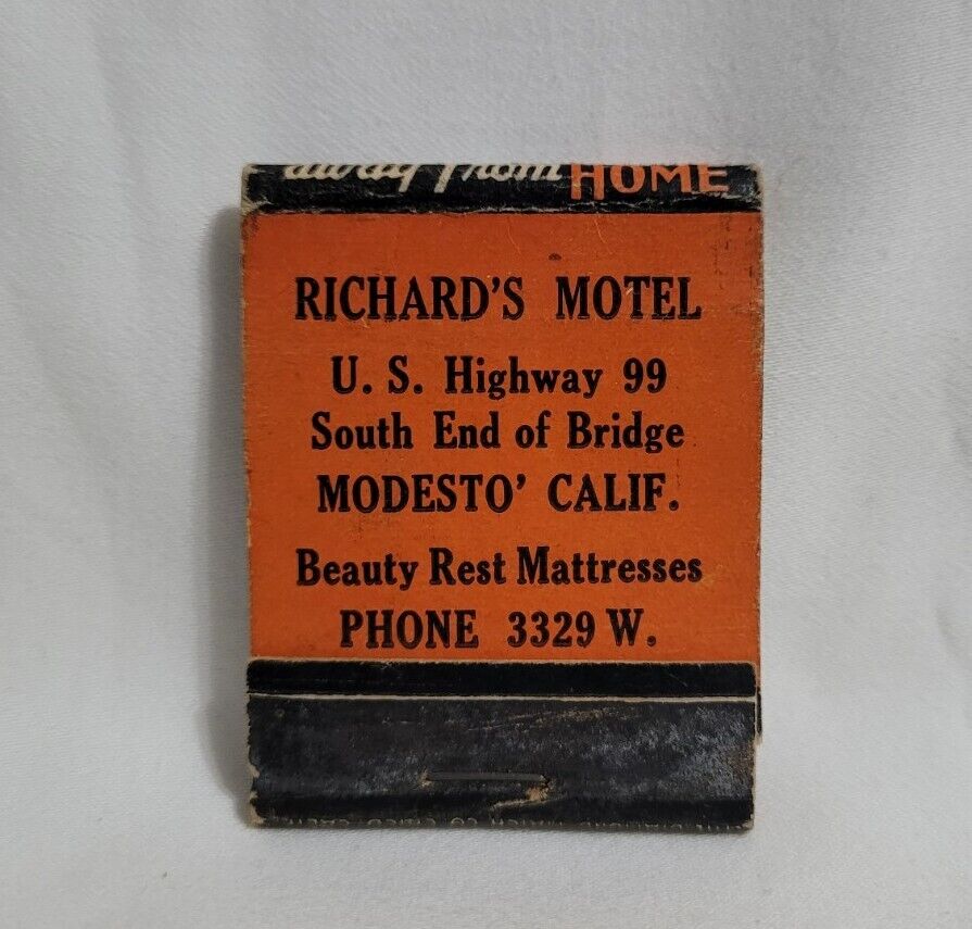 Vintage Richard\'s Motel Hotel Matchbook Cover Modesto California Advertising