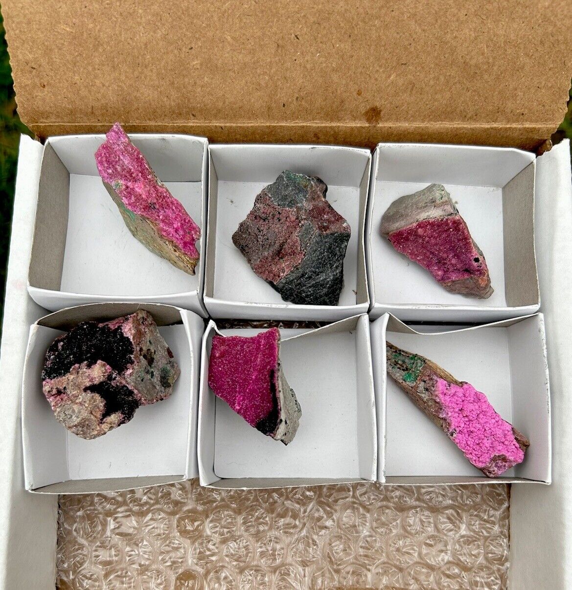 6 PCS Pink COBALTO CALCITE Druzy Crystal Mineral Bulk Flat Lot - Kakanda, CONGO