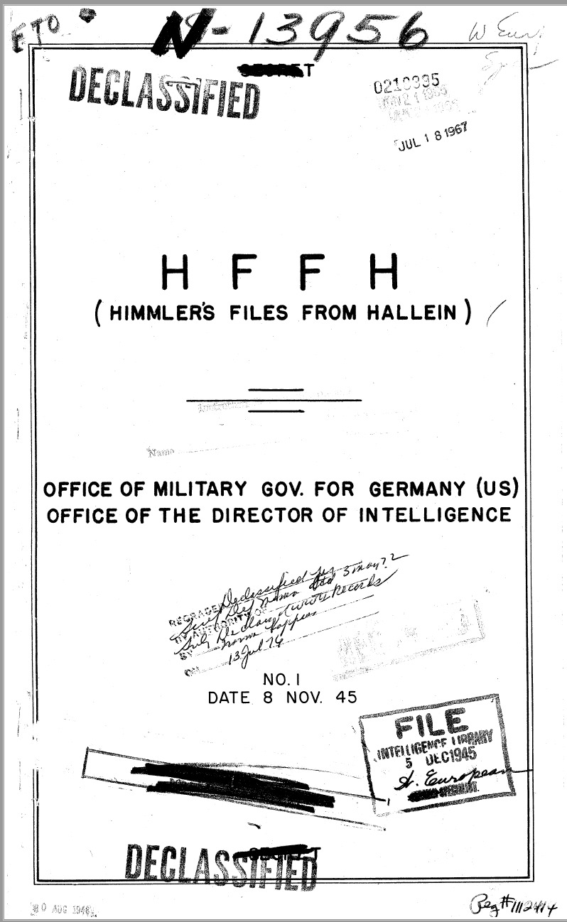 38 Page HFFH Himmler\'s Files From Hallein Plans For Russia USSR Translated on CD