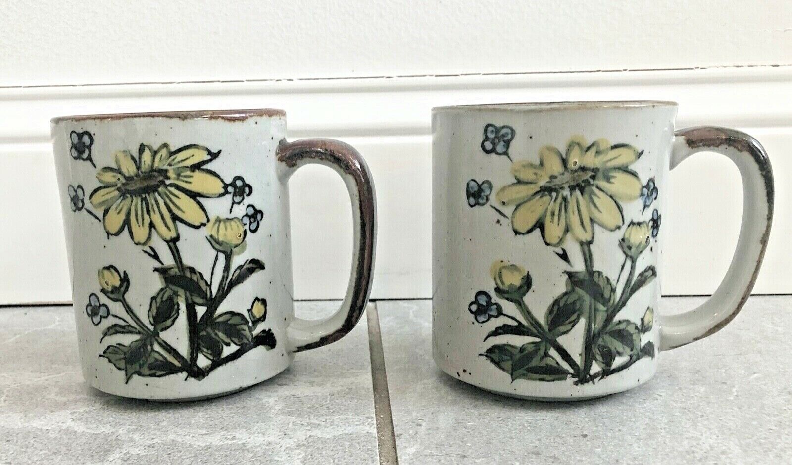 Otagiri Style Mugs (2).Coffee,Tea ,Chocolate, Japan, Floral,Speckled Stoneware 