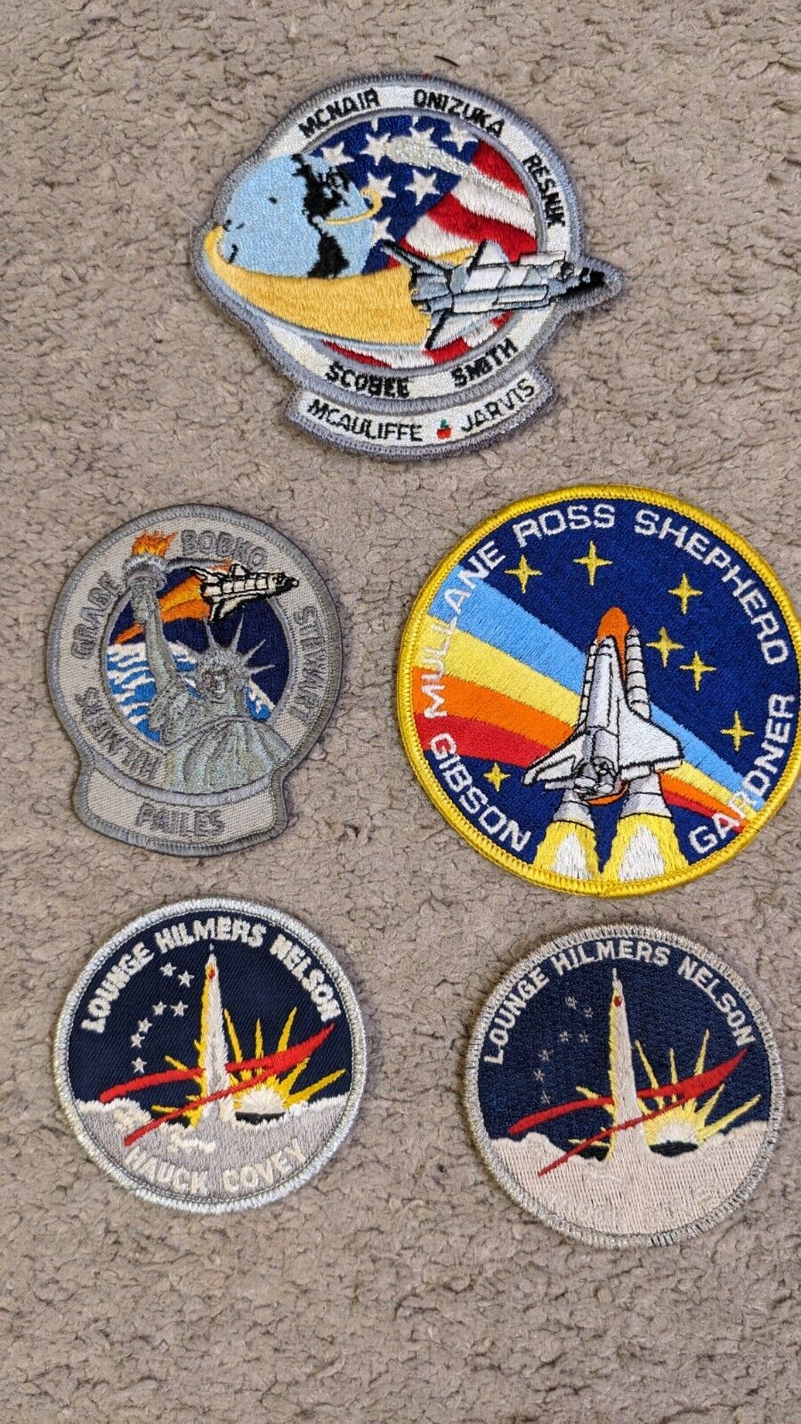 VTG NASA SPACE MISSION EMBROIDERED PATCHES LOT OF 5 DUPLICATES
