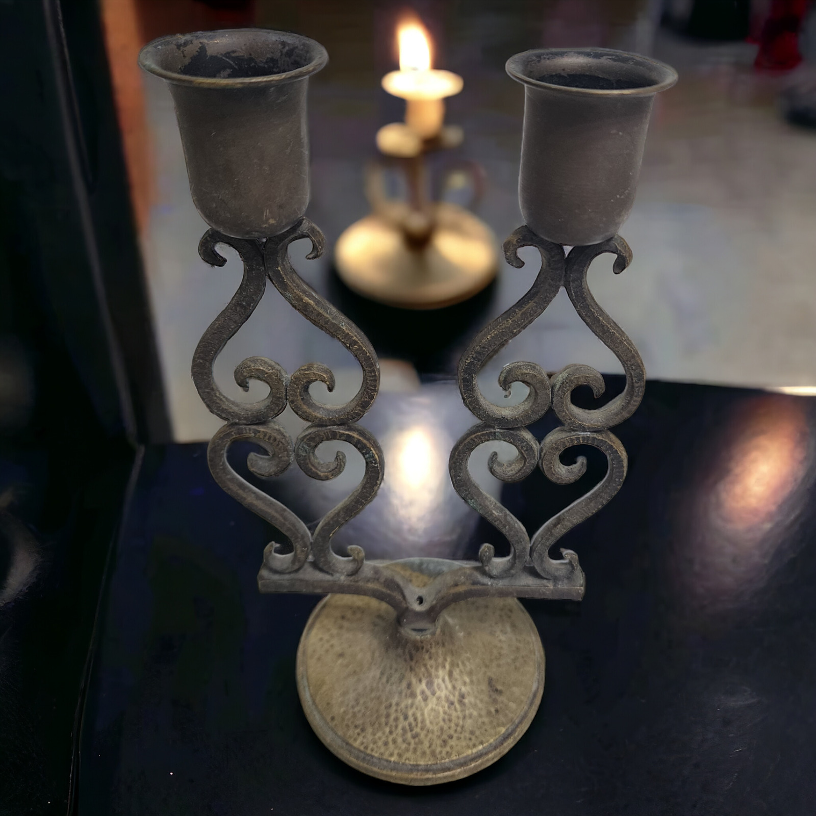 Vintage Judaica Brass Shabbat Candlestick - Candle Holder for Jewish Holidays