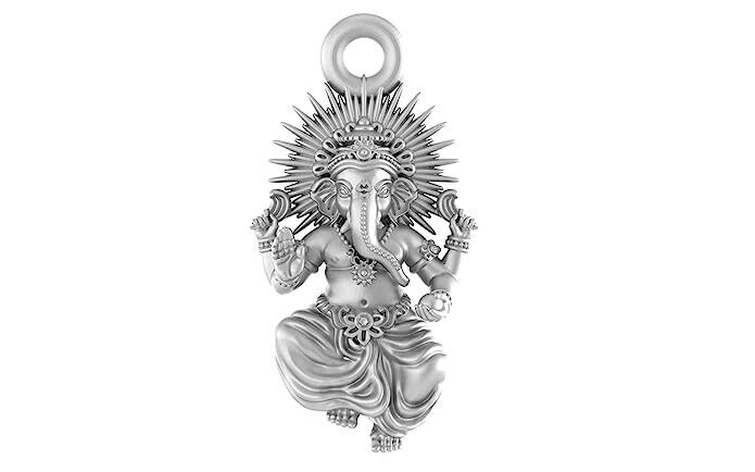 Traditional Sterling Pure Silver Lord Divya Ganesh 30MM Pendant For Good Health