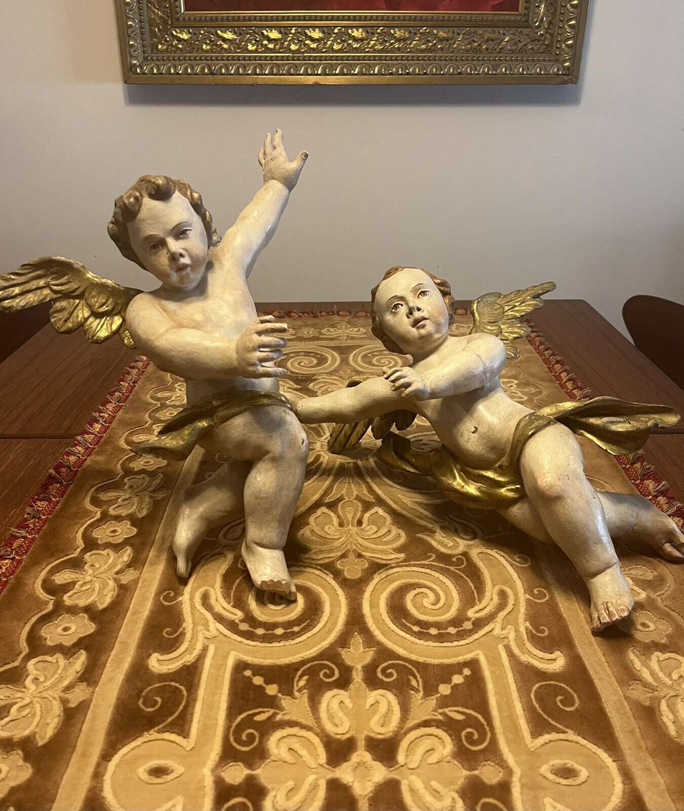 Antique Pair of Putti/angels from Germany. 18th Century/wood.  2 figures