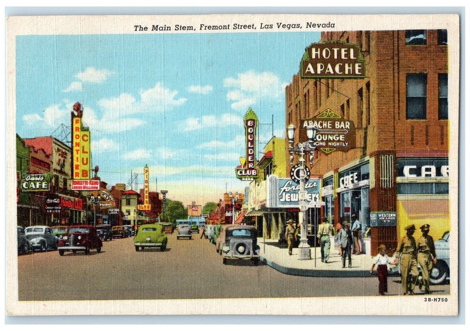 c1940\'s The Main Stem Fremont Street Las Vegas Nevada NV Unposted Cars Postcard