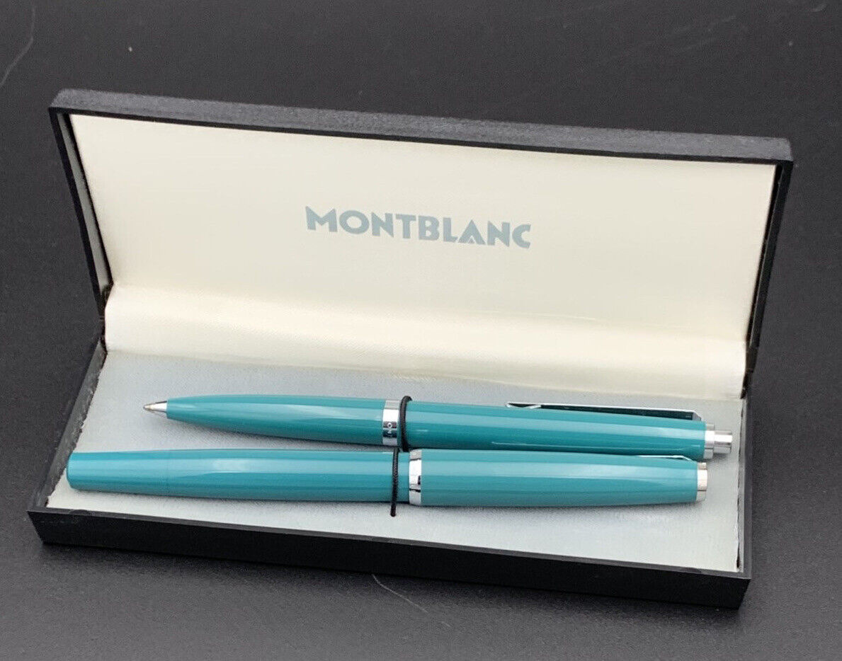 Mont Blanc 690 ballpoint pen & 620 fountain pen Set torquoise color