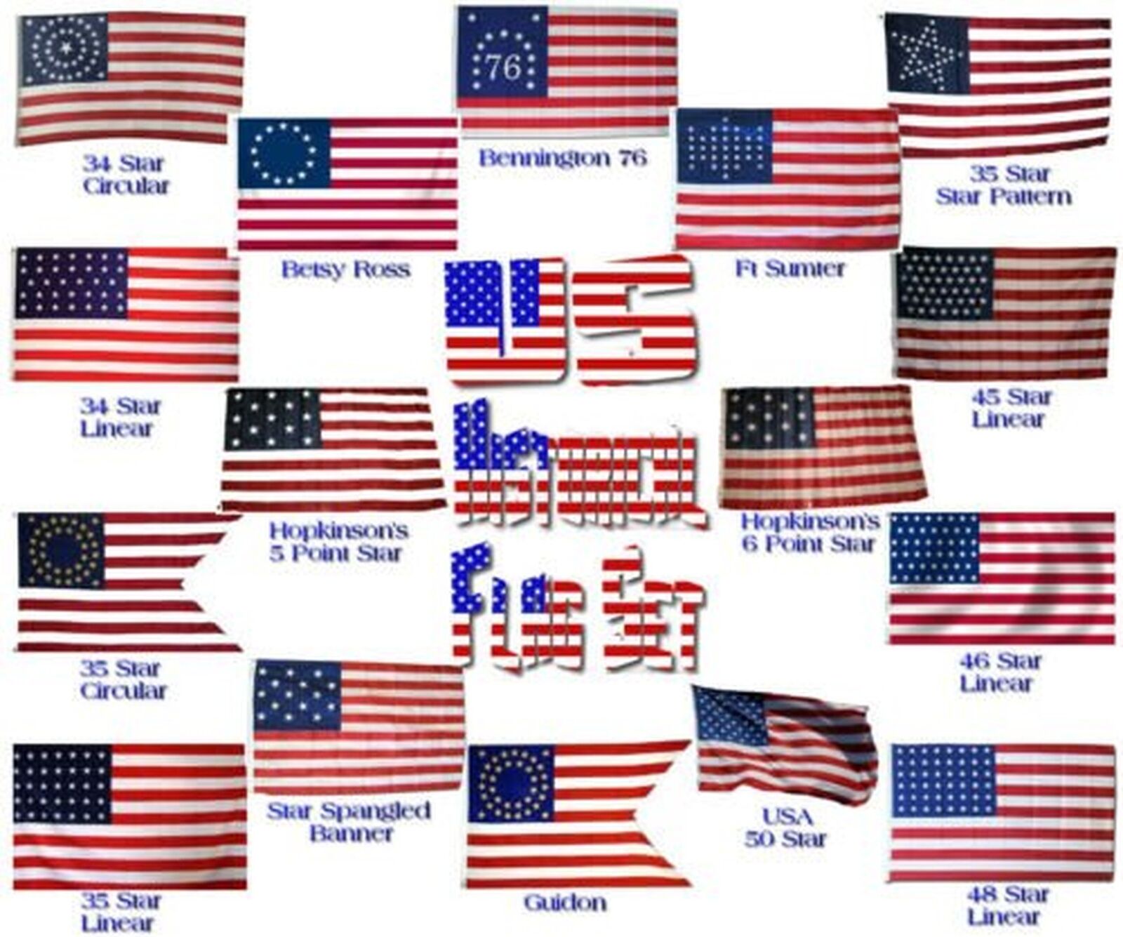 Moon 3x5 ft Wholesale Lot of USA US American American Historical Set Flags Fl...