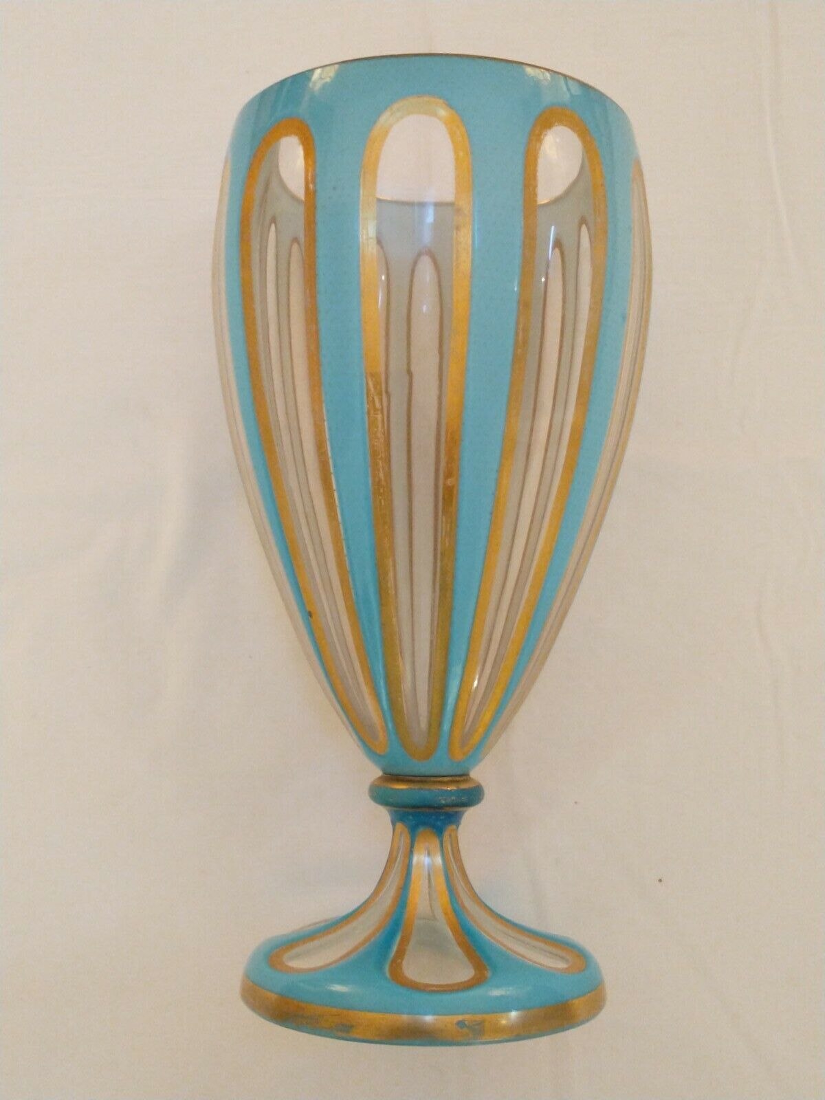 19th century Bohemian Overlaid glass with gold lines
