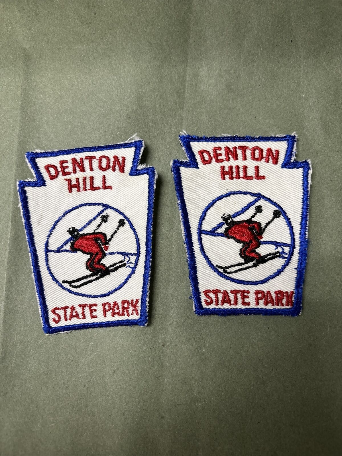 2- RARE “Denton Hill” State Park Ski Resort Potter County PA Embroidered Patches