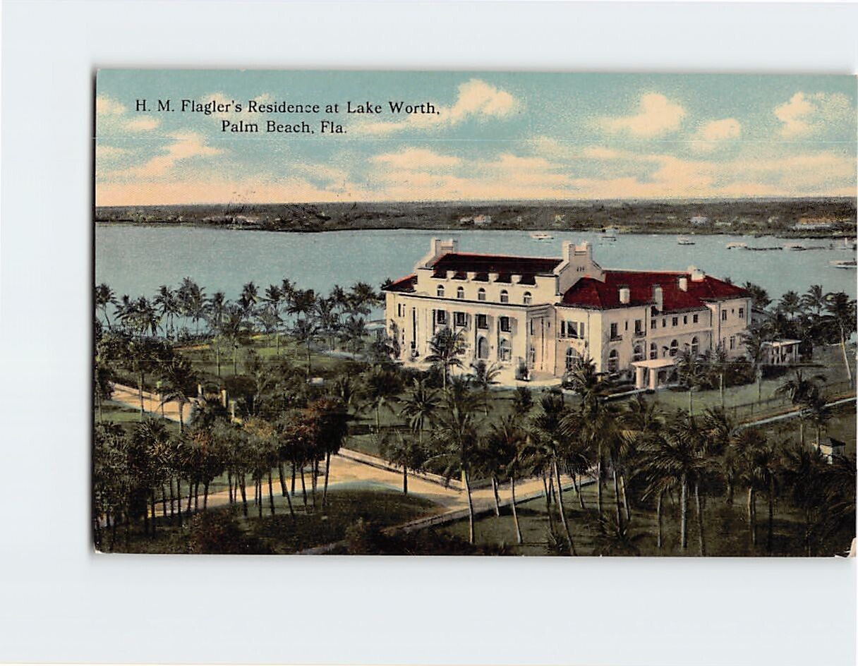 Postcard HM Flagler\'s Residence at Lake Worth Palm Beach Florida USA